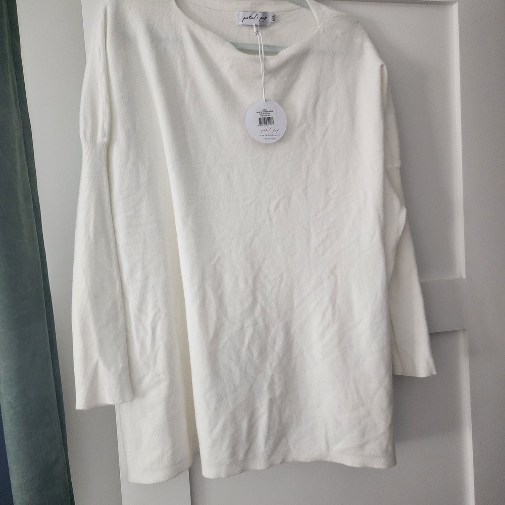 NWT Petal and Pup Jemima Sweater White Oversize Spring Tunic Cotton M/L Minimal